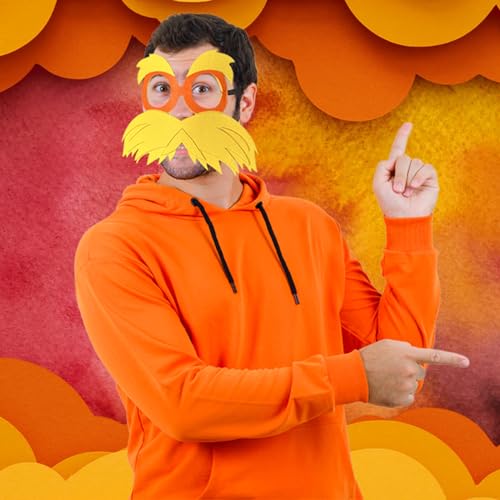 Luvfamday Yellow Mustache and Eyebrows Cosplay Costume Accessories Funny Party Favors Men Women (Yellow Mustache and Eyebrows Mask)