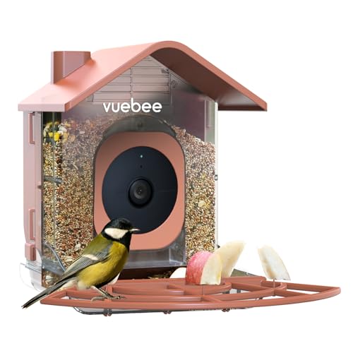 VUEBEE Bird Feeders for Outdoors, Bird Feeder with Camera Case Compatible with Google Nest Camera Outdoor, Smart Bird Feeder for Bird Watching with Your Security Camera - (Camera NOT Included), Brown