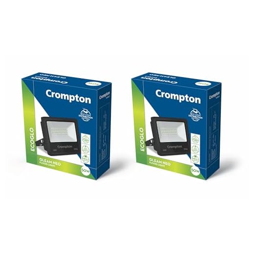 Crompton Gleam 50 Watt Outdoor Waterproof LED Flood Light | Wide Angle Beam| (Cool Day Light 6500K) - Pack of 2-Glass;Aluminium