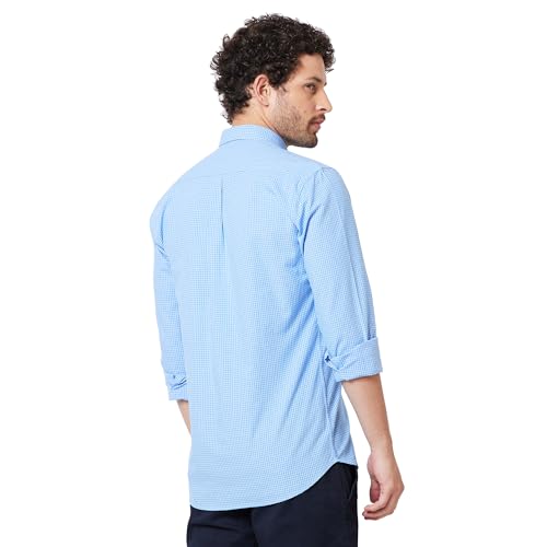 Image of KENNETH COLE New York Mens Slim Fit Cotton Spread Collar Long Sleeve Patch Pocket at Chest Casual Shirt