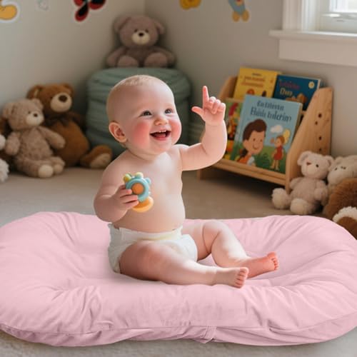 Image of Baby Lounger for Tummy Time,Soft Baby Lounger Play Mat for Newborns,Portable Newborn Babies Essentials Gifts & Floor Cushion,0-12 Months Home Travel(Pink)
