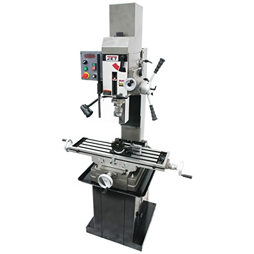 JET JMD-45VSPFT Variable Speed Geared Head Square Column Mill/Drill with Power Downfeed & Newall DP700 2-Axis DRO & X-Axis Powerfeed