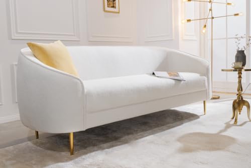 riess-ambiente.de Design 3er Lounge Sofa Diva 205cm weiß Bouclé 3-Sitzer Metallfüße Gold – Bild 3
