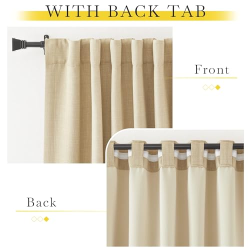 NICETOWN Room Darkening Linen Curtains & Drapes, Pinch Pleated Faux Linen Blend Cold/Sun Blocking Curtains Thick Window Dressing for Living Room/Farmhouse, Oatmeal, 2 Panels, W50 x L96 by NICETOWN - Used condition - Image 9