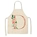 Tablier de cuisine pour femme en coton et lin Motif fleurs Rose 53 x 65 cm