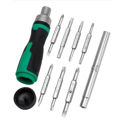 URPIZY Juego de destornilladores de carraca 16 en 1 de acero al cromo vanadio con puntas de cruz, ranuradas, Torx y hexagonales, mango ergonómico con almacenamiento de puntas para instalación