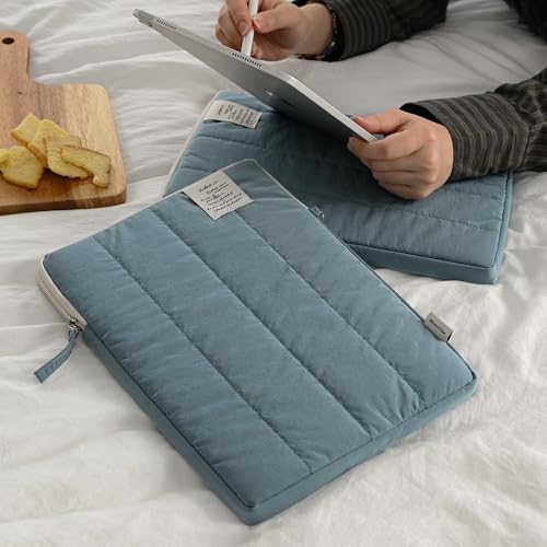 Image of Monolike Archive 247 Cushion Tablet Pouch 11inch, Indie Blue - Padded Protective Sleeve for iPad Pro /Air, Soft Vintage Style Case