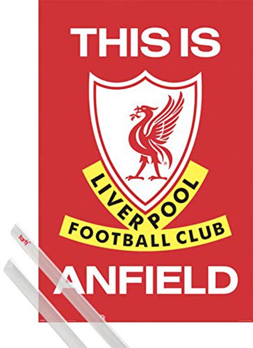1art1 Fútbol Póster (91x61 cm) Liverpool FC This Is Anfield Y 1 Lote De 2 Varillas Transparentes