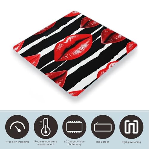 Báscula Digital Red Lips Kiss con Vidrio Templado y LCD miniatura 3