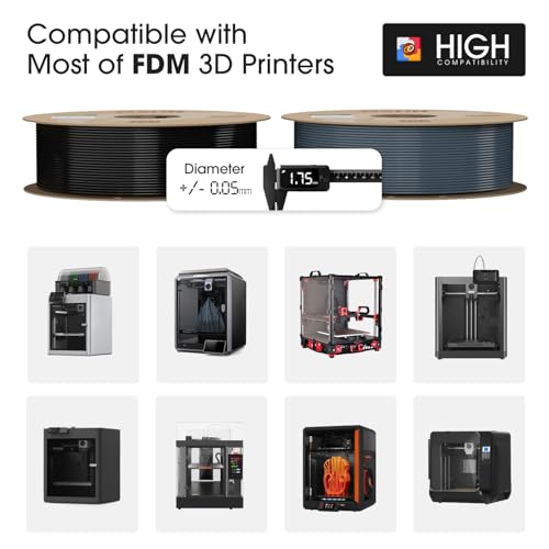 Image of eSUN PLA Basic Filament 1.75mm, 3D Printer Filament High Speed PLA for Fast Printing, 1KG per Spool, 2 Spools High Speed 3D Printing Filament, Fire Engine Red + Black