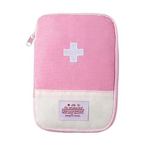 1 Pack First Aid Bag Empty, Empty First Aid Pouch, Mini Portable Medical Bag for Outdoor Camping Hiking Traveling Emergency Bag (Pink - Small) Sports and Outdoors Cover