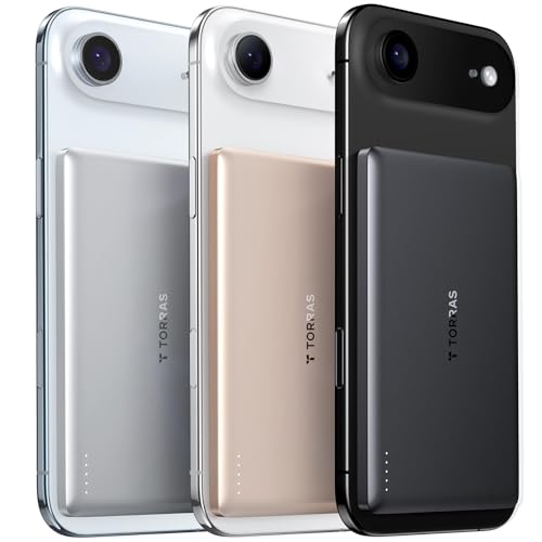 TORRAS MiniMag アップグレード版 モバイル バッテリー MagSafe対応 【Ultra Slim】コンパクト マグネット式 ワイヤレス充電 Power Bank 5000mAh 急速充電 軽量 小型 CCC認証 iPhone12~17対応(スペースグレー)