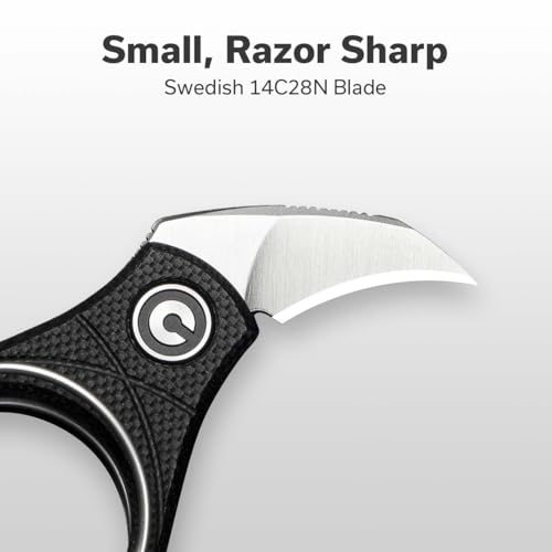 Image of CIVIVI Pyrus Mini Keychain Knife (1 Piece), Small EDC Pocket Folding Box Cutter with 14C28N Blade & Ringed G10 Handle, Christmas Stocking Stuffers Gift for Men Women C23038-2, Black
