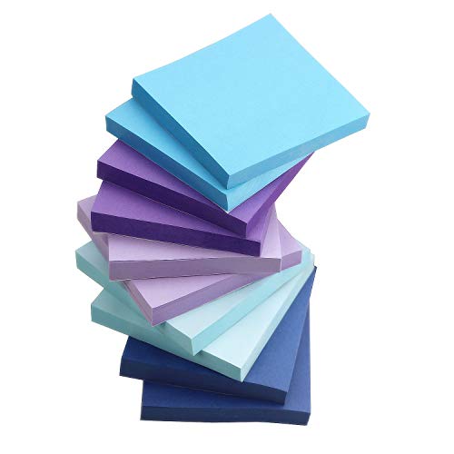 Early Buy 5 Water Color Sticky Notes Self-Stick Notes 3 in x 3 in, 100 Sheets/Pad, 10 Pads/Pack in Box (Navy)