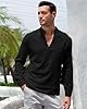 NANAMEEI Men's Linen Henley Shirt Casual Long Sleeve Shirt for Men Black 3XL #1