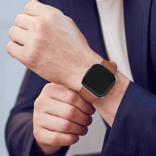 Bracelet Versa montre connectée cuir marron pour remplacer silicone usé