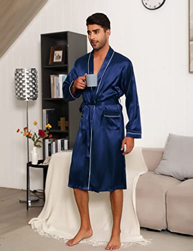 Bresdk Pyjama Homme Peignoir Homme Satin de Bain Robes de Chambre – vue 2