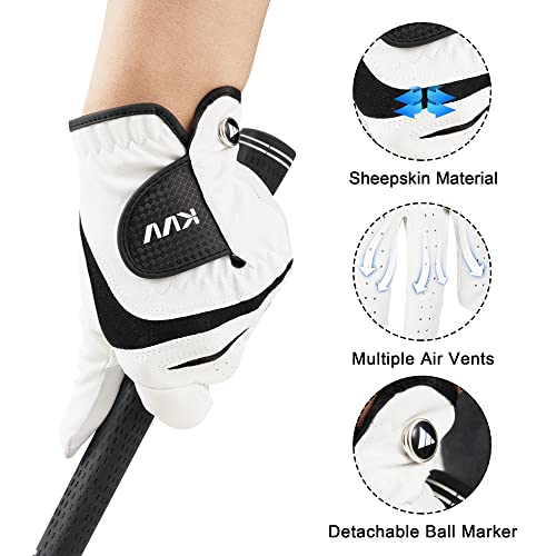 Kvv Men's Golf Glove With Ball Marker (X-Large, Right) #TOP2