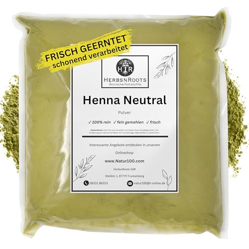 Neutrales Henna Pulver 500g • Farbloses Henna • Haarpflege ohne färben für schwaches Haar • bei Spliss & Haarbruch • Cassia Obovata • Natürlicher Conditioner • HerbsnRoots