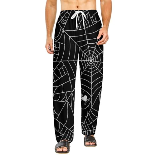 Halloween Spider Web Black Women Pajama Pants Soft Drawstring Casual Pajama Pants Lounge with Pocket Pj Bottoms Pants4