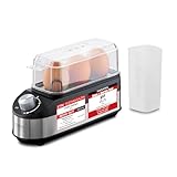 CASO E3 Eierkocher, stufenloser Drehregler für den gewünschten Härtegrad von weich bis hart, Zeit-, energie- und wassersparend im Vergleich zu Eiern aus dem Kochtopf, hochwertige Edelstahlblende