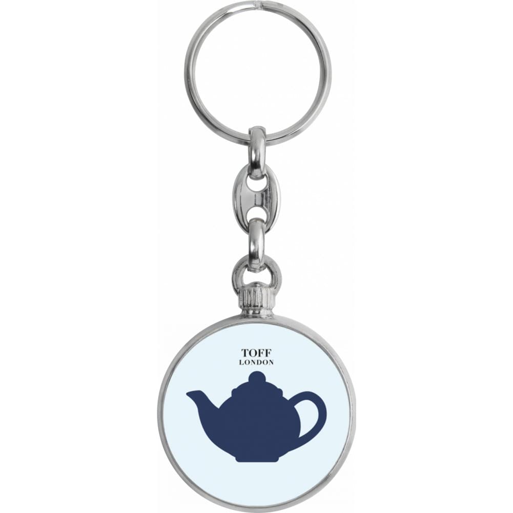 Toff London Unisex Silver Blue Teapot Keyring