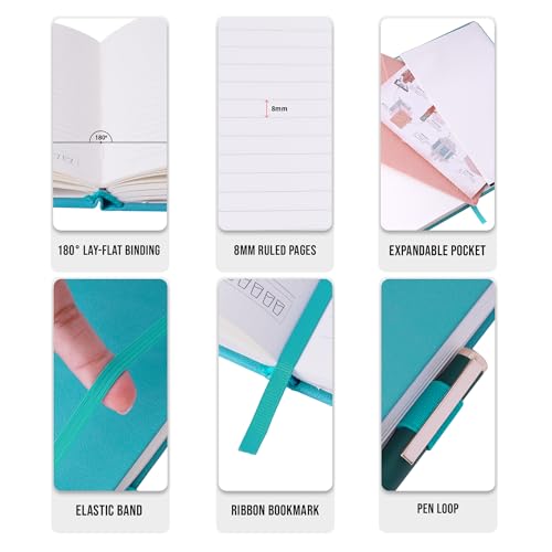 Image of Doodle Pack of 5 Personalized A5 Executive PU Leather Notebook Diary - Hard Bound Professional Office Notebook with Elastic Band, Ribbon Bookmark & Pen Loop | 160 Pages 80 GSM | Corporate & Personal Use - Brown