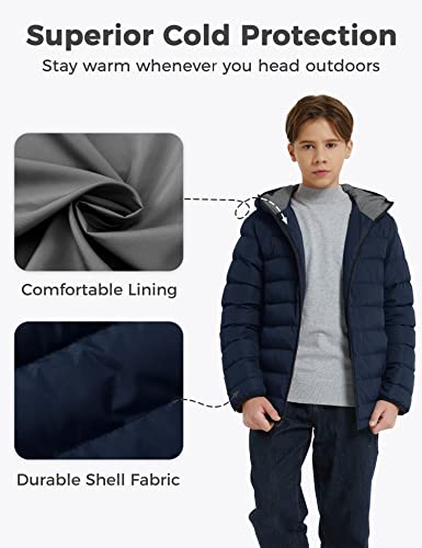 Wantdo Boy's Lightweight Puffer Jacket Packable Bubble Coat Boys' Outerwear Jackets & Coats With Hood Navy Green 8 #TOP3