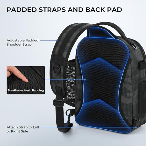 Image of KastKing BaitSpace Fishing Sling Bag, Fishing Backpack with Rod Holder | Water-Resistant Tackle Storage with Soft Bait Binder, Adjustable Tackle Bag for Bank, Wading & Boat Fishing