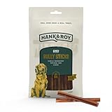 Hank & Roy All-Natural, Single-Ingredient Dog Bully Sticks, Long Lasting, Easily Digestible Dog Chews, Antibiotic and Hormone Free 6” Beef Pizzle Sticks for Dogs, Pack of 6