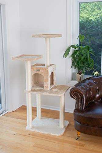 Gleepet Gp78571021 Cat Tree,Real Wood House For Kitty Pets, Beige,14 D X 27 6 W X 57 H #TOP2