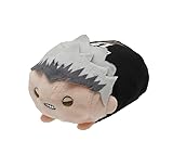 ブラックジャッカルの木兎光太郎選手が登場!! 手のひらサイズのかわいいマスコット♪他のキャラも集めて楽しもう！ サイズ：約幅60mm×高さ45mm×奥行85mm ※挟み込みの髪の長さ等は除いたサイズです。 素材：ポリエステル