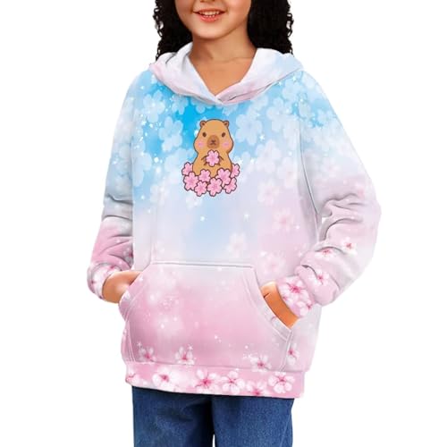 Image of Coloranimal Unisex Girls and Boys Long Sleeve Hoodies Hoody Athletic Pullover Sweatshirts Tops Age 6-16year