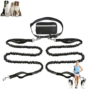 Upliftjoys Doppelte Hundeleine mit Bungee-Gürtel