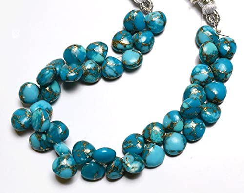 LKBEADS 1 sznurek naturalny mojave niebieska miedź turkus 16,5 cm jakość AAA gładki kształt serca briolette 8 mm długi rozmiar ręcznie polerowane briolette