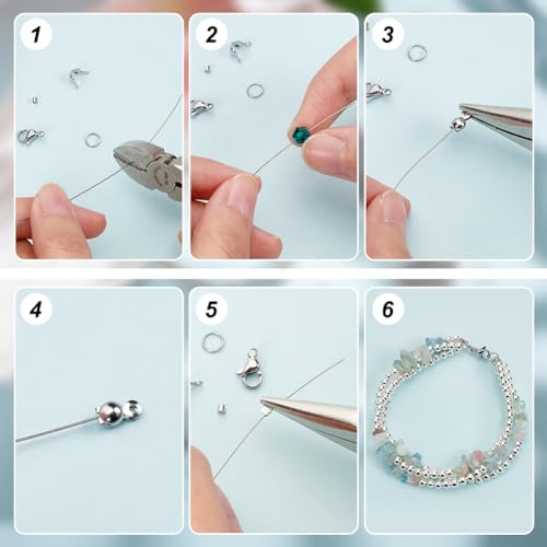 BENECREAT 100M 0.3mm Stainless Steel 7-Strand Beading Wire with 200Pcs Crimp Beads, 100Pcs Bead Tips - Image 4