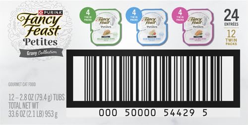 Image of Fancy Feast Purina Gourmet Wet Cat Food Variety Pack,Petites Gravy Collection,Break-Apart tubs,48 Servings - 2.8 oz. Tubs,(Pack of 24)