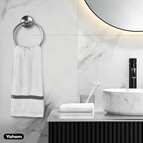 Yohom Suction Cup Towel Ring Hand Towel Holder For Bathroom Vacuum Suction Washcloth Holder Dish Towel Hanger For Shower Wall No Drill Stainless Steel Brushed Finish #TOP3