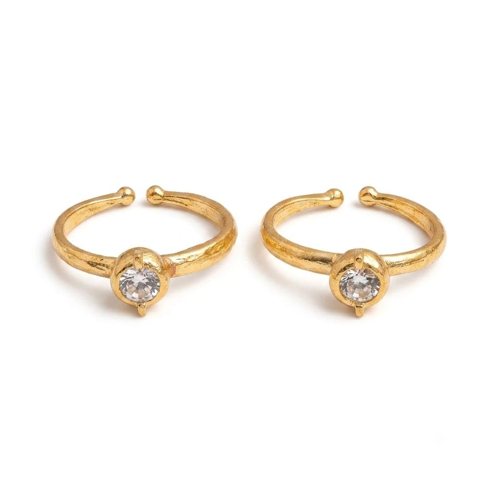 Adjustable five metal single stone toe ring/impon metti/panjaloha toe ring for women for daily use-picture-19