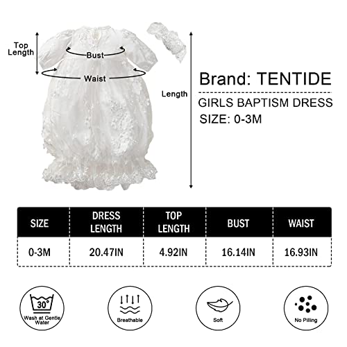 Tentide Baby Girl Baptism Christening Gowns With Headband Baptism Dresses Newborn Baby Dedication Gown Vestido De Bautizo Blanco Para Niña 0-3 Months (Off-White, 0-3 Months) #TOP5