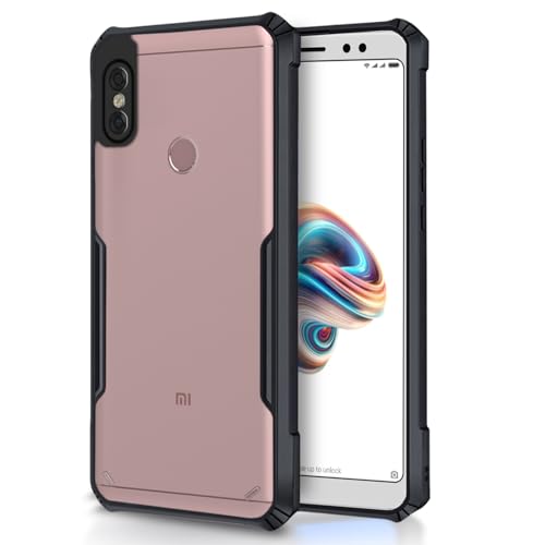 Image of Outlouders Back Cover for Redmi Note 5 Pro | Ultra Hybrid Transparent | Full Camera Protection | Raised Edge | Crystal Clear Bumper Case (Black)