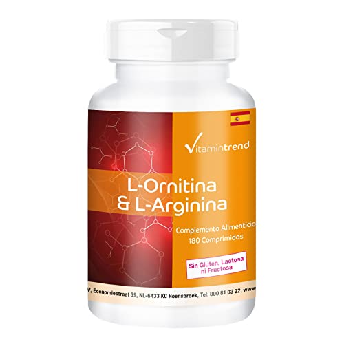 L-Ornitina & L-Arginina -180 Comprimidos - Vegana - Altamente dosificado | Vitamintrend®