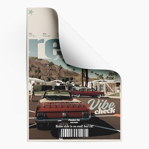 Decorivie Retro Vibe Check Poster – Cool Retro Car Scene