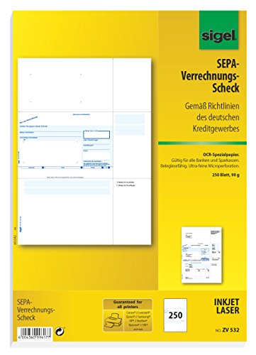 Preisvergleich Produktbild SIGEL ZV532 SEPA-Verrechnungs-Schecks, A4, 250 Blatt