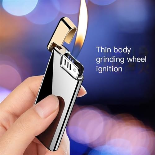 Encendedor metálico ultrafino recargable con llama abierta miniatura 5