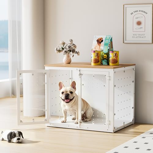 Easycom 31.5'' Dog Crate Furniture for Min and Medium Dogs, Relieve Separation Anxiety Dog Kennel Indoor with Dog Bed, Dog Cage for Living Room, Bedroom, and Balcony