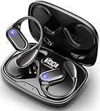 イヤホン bluetooth ワイヤレスイヤホン Aetyt 耳掛け式 ぶるーとゅーす イヤフォン オープンイヤー Type-C急速充電 空気伝導 耳塞がず快適 LEDディスプレイ 落ちない 快適装着感 ランニング スポーツ 片耳/両耳モード 通勤通学/WEB会議 に適用 iOS/Android (ブラック003)