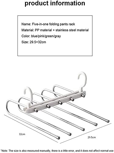 Hanger 1PC Multifunction Pants Rack Clothes Drying Rack Folding Pants Hanger Storage Rack Stainless Steel Wardrobe Trouser Rack Folding Drying Rack (Pink) (Pink)
