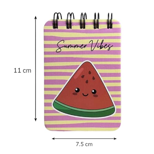 Image of Spiral Pocket Notebook (7.5 x 11 cm) | Cute Mini Notepad | Small Handy Notebook for School, Office & Personal Notes (Watermelon)