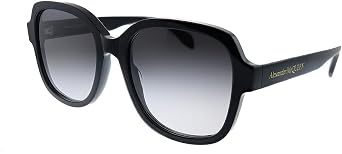 Alexander McQueen AM 300S 001 Black Plastic Square Sunglasses Grey Gradient Lens